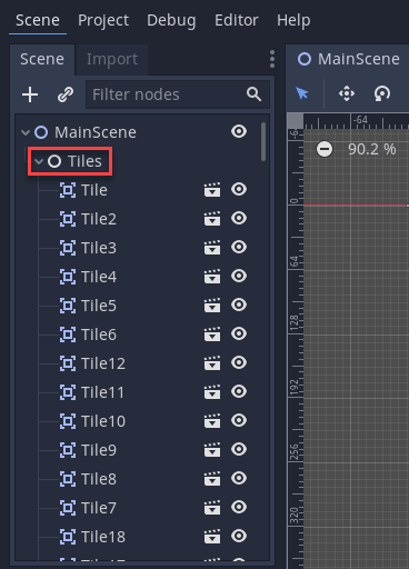 Creating an empty Tiles node to hold our tile instances.