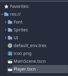 Player.tscn file in Godot File System