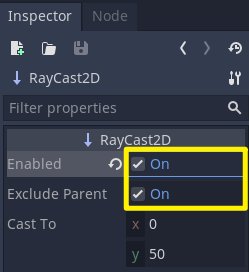 RayCast2D options in Godot Inspector