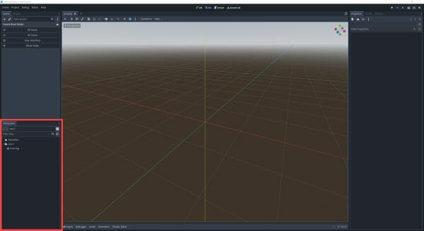 Godot Editor with the File System panel circled