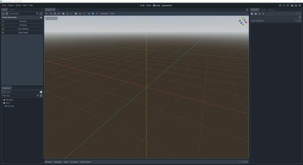 Blank Godot project as seen in the Godot editor